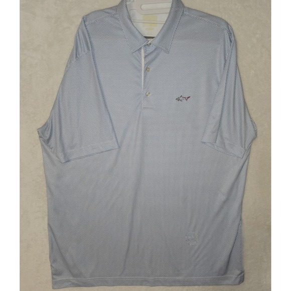 Greg Norman Men's Golf Polo Shirt Size XL Blue/White Diamond Pattern Play Dry - Picture 1 of 13